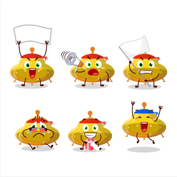 Mascot Design Style Ufo Yellow Gummy Candy Character Attractive Supporter — Stockvektor