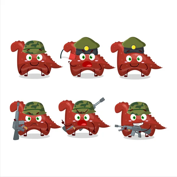Charming Soldier Red Dinosaur Gummy Candy Cartoon Picture Bring Gun — Stock vektor