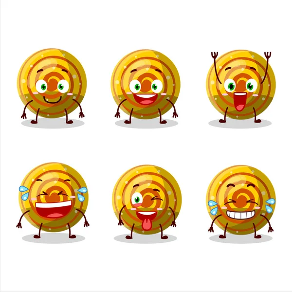 Cartoon Character Yellow Spiral Gummy Candy Smile Expression Vector Illustration — Stockvektor