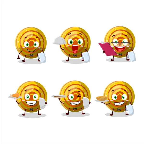 Heureux Jaune Spirale Bonbons Gommeux Garçon Personnage Dessin Animé Tenant — Image vectorielle