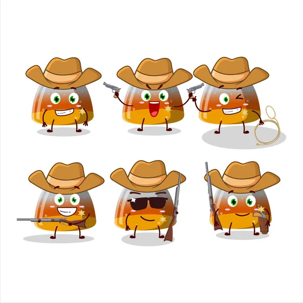 Cool Cowboy Gummy Corn Cartoon Character Cute Hat Vector Illustration — Stock Vector