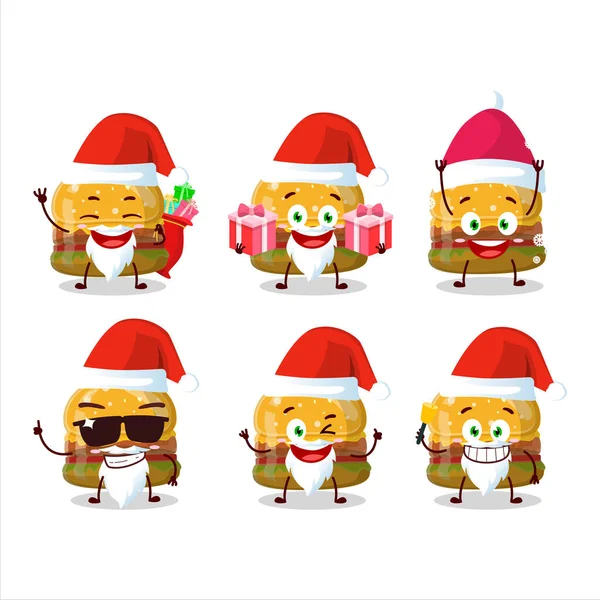 Émoticônes Père Noël Avec Hamburger Bonbons Gommeux Personnage Dessin Animé — Image vectorielle