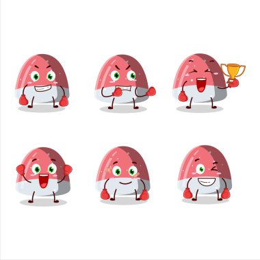 Sportif bir puf puf şekerli boks sporu sporcusu maskot tasarımı. Vektör illüstrasyonu