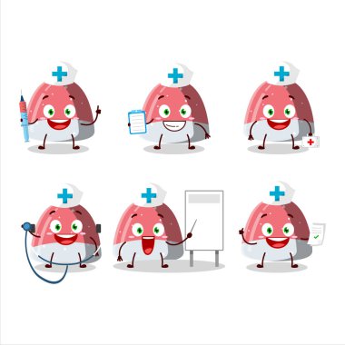 Doktor mesleği simgesi, şekerli puf şekerli çizgi film karakteri. Vektör illüstrasyonu