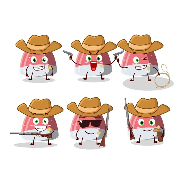 Cool Cowboy Pufflettes Gummy Candy Cartoon Character Cute Hat Vector — 图库矢量图片