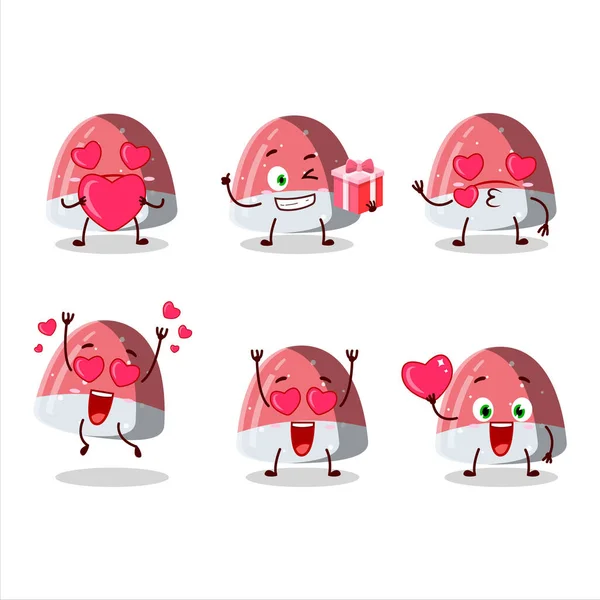 Pufflettes Gummibonbon Cartoon Figur Mit Liebe Süße Emoticon Vektorillustration — Stockvektor