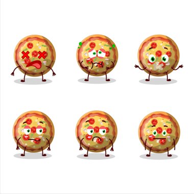 İfadesiz pizza şekerli çizgi film karakteri. Vektör illüstrasyonu