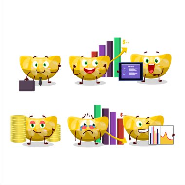 Turuncu şekerleme karakteri ticari yatırım maskotu olarak tasarlıyor. Vektör illüstrasyonu