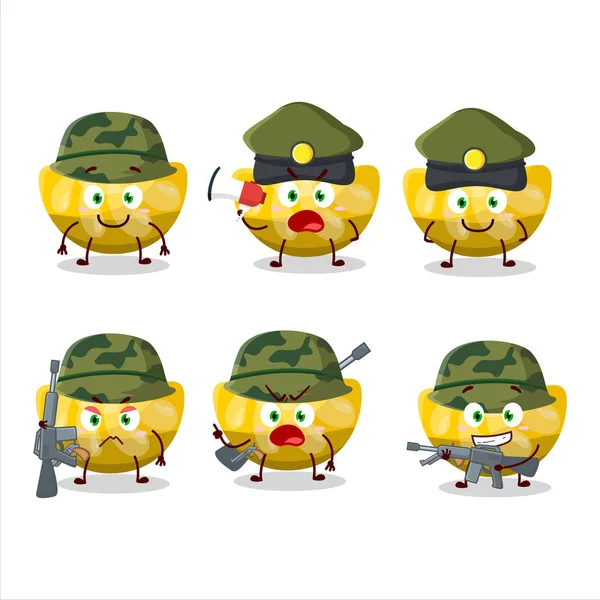 Charming Soldier Orange Gummy Candy Cartoon Picture Bring Gun Machine — Stock vektor