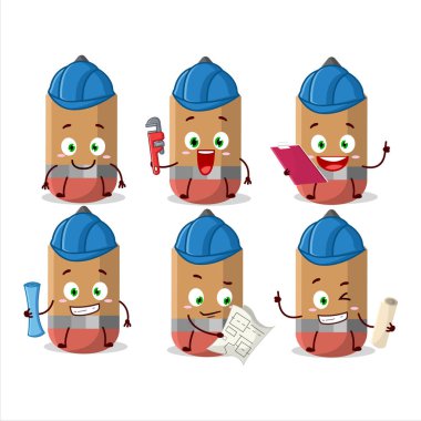 Mimar, pense takan sevimli maskot karakter. Vektör illüstrasyonu