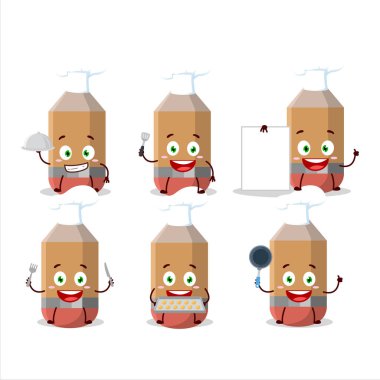 Çeşitli şef ifadeleri olan bir çizgi film karakteri. Vektör illüstrasyonu