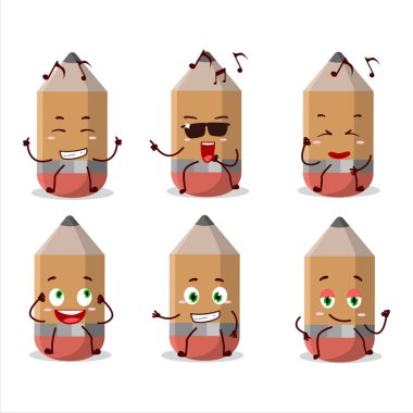 Müzikten hoşlanan bir Kalem Dansçısı çizgi film karakteri. Vektör illüstrasyonu