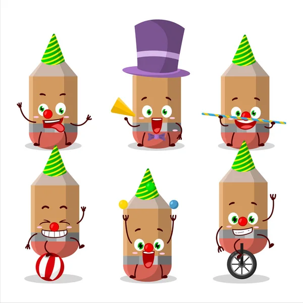 Çeşitli sirk şovları olan bir çizgi film karakteri. Vektör illüstrasyonu