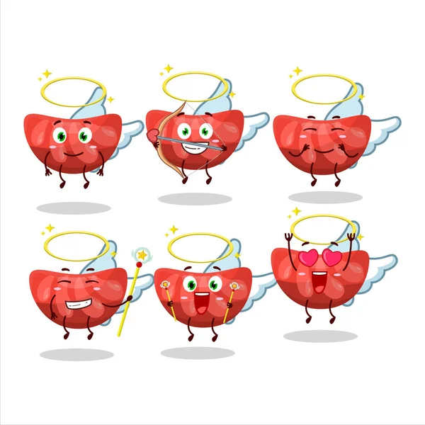 Rood Oranje Gummy Candy Cartoon Ontwerpen Als Een Schattige Engel — Stockvector