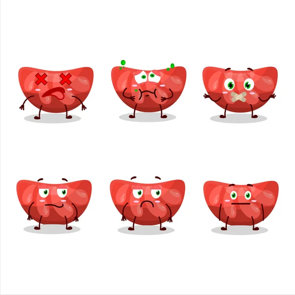 Red Orange Gummy Candy Cartoon Character Nope Expression Vector Illustration — стоковый вектор