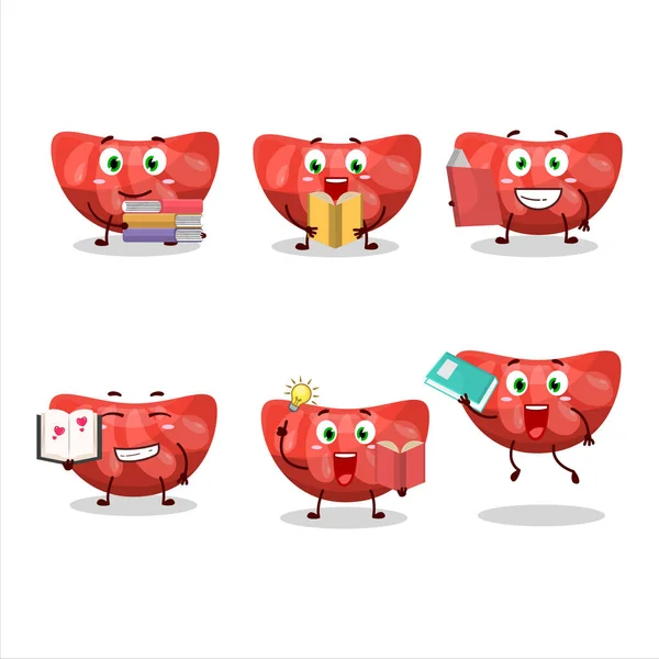 Picture Red Orange Gummy Candy Cartoon Character Concept Reading Amusing — стоковый вектор