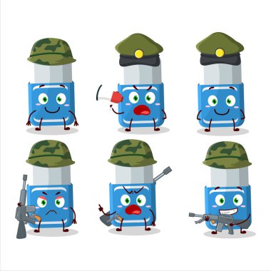 Çekici mavi silgi karikatür bir silah makinesi getirdi. Vektör illüstrasyonu