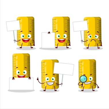 Sarı cetvel çizgi film karakteri bilgi panosunu getir. Vektör illüstrasyonu