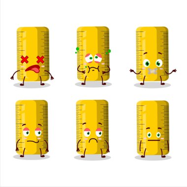 Sarı cetvel çizgi film karakteri, ifadesiz. Vektör illüstrasyonu