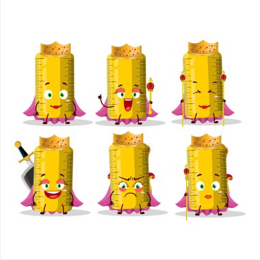 Kraliçe ve taç takan sarı cetvel karikatürü. Vektör illüstrasyonu