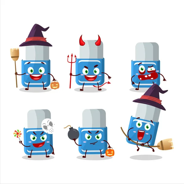 Halloween Expression Emoticons Cartoon Character Blue Eraser Vector Illustration — 图库矢量图片