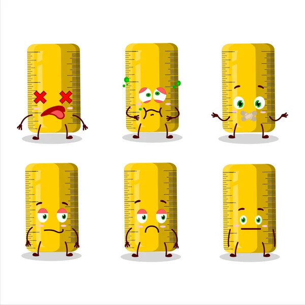 Sarı cetvel çizgi film karakteri, ifadesiz. Vektör illüstrasyonu