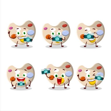 Boyalı palet karikatür karakteri ile fotoğrafçılık mesleği simgesi. Vektör illüstrasyonu