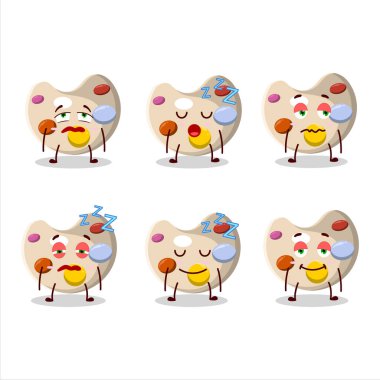 Uykulu ifadeli bir çizgi film karakteri. Vektör illüstrasyonu