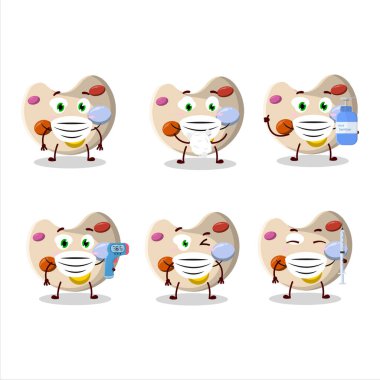 Boya paleti karikatür tasarımı salgın sırasında sağlıklı kalmaya devam ediyor. Vektör illüstrasyonu