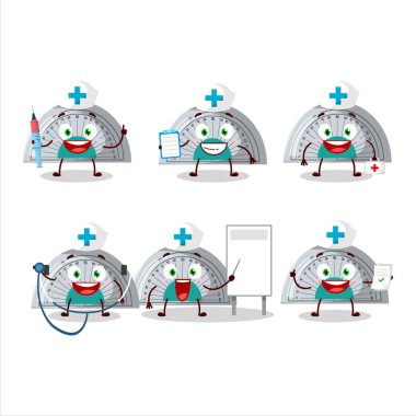 Beyaz ark cetveli çizgi film karakteri olan doktor mesleği simgesi. Vektör illüstrasyonu