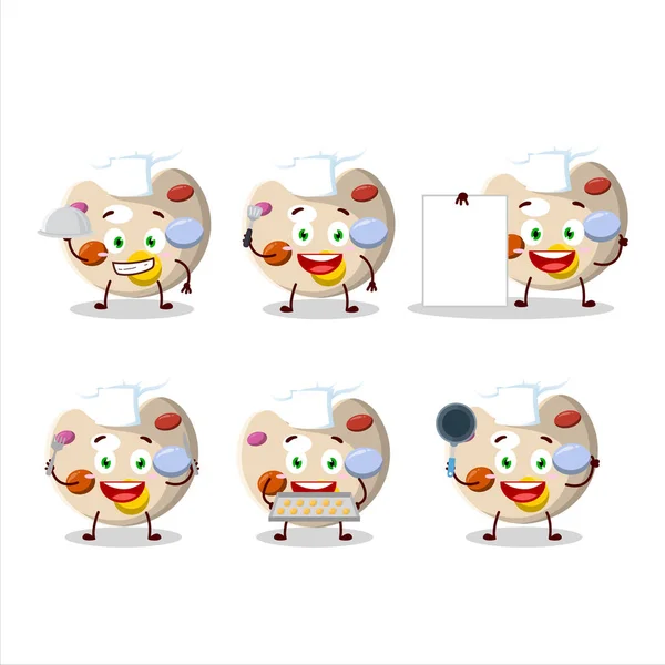 Cartoon Character Paint Palette Various Chef Emoticons Vector Illustration — Wektor stockowy