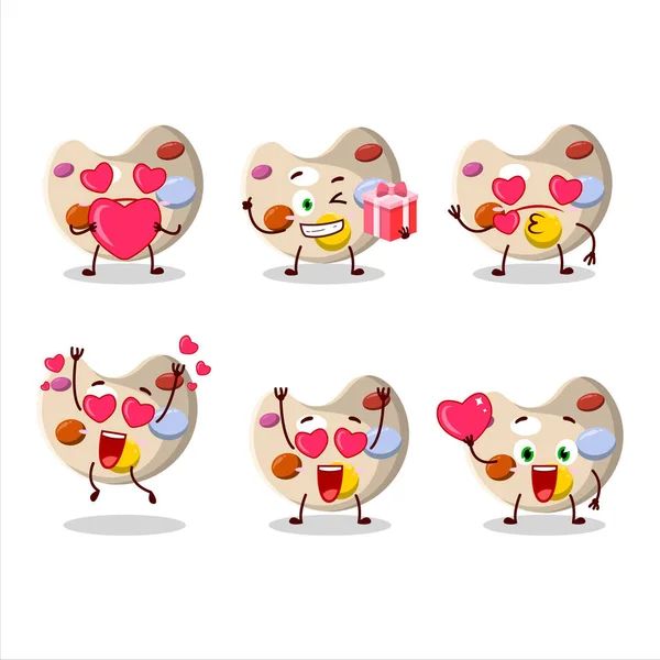 Paint Palette Cartoon Character Love Cute Emoticon Vector Illustration —  Vetores de Stock