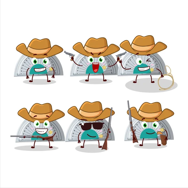 Cool Cowboy White Arc Ruler Cartoon Character Cute Hat Vector — Stock Vector