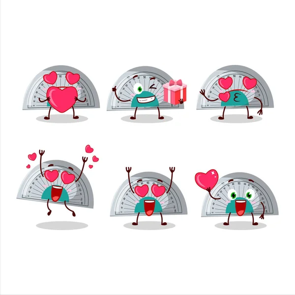 White Arc Ruler Cartoon Character Love Cute Emoticon Vector Illustration — Stockový vektor