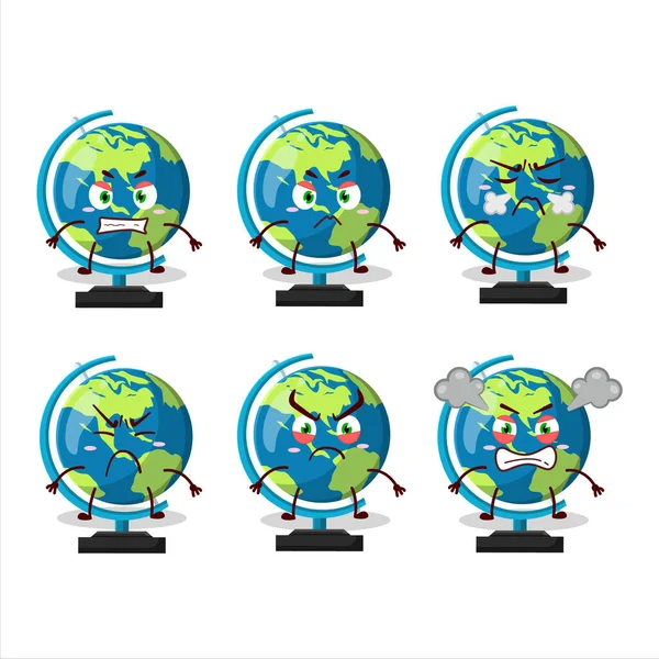 Globe Ball Cartoon Character Various Angry Expressions Vector Illustration — Wektor stockowy