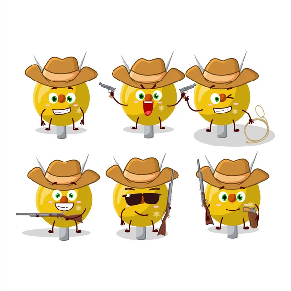Cool Cowboy Term Stationery Cartoon Character Cute Hat Vector Illustration — Stock Vector
