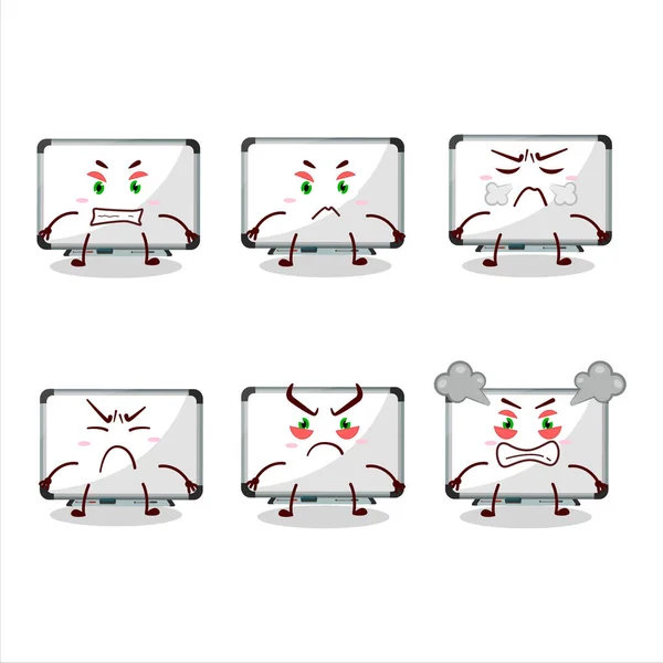 White Board Cartoon Character Various Angry Expressions Vector Illustration — стоковый вектор