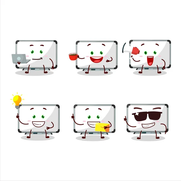 White Board Cartoon Character Various Types Business Emoticons Vector Illustration — Stockvektor