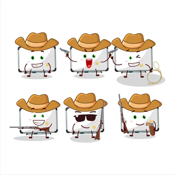 Cool Cowboy White Board Cartoon Character Cute Hat Vector Illustration — 图库矢量图片