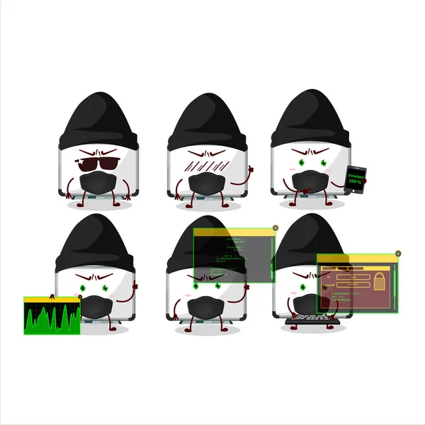 Hacker White Board Character Mascot Vector Illustration — Vettoriale Stock