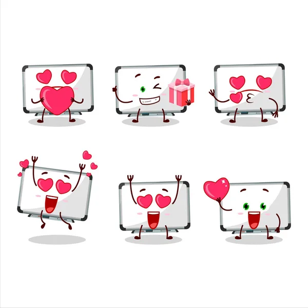 White Board Cartoon Character Love Cute Emoticon Vector Illustration — Stockvektor