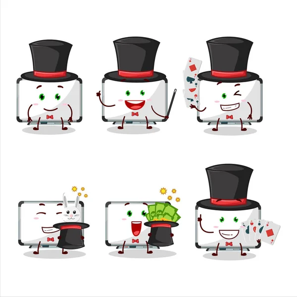 White Board Magician Cartoon Character Perform Stage Vector Illustration —  Vetores de Stock