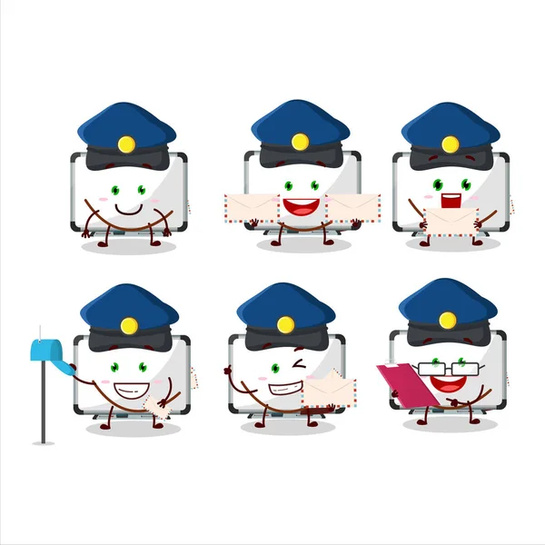 Picture Cheerful White Board Postman Cartoon Design Concept Vector Illustration — Vettoriale Stock