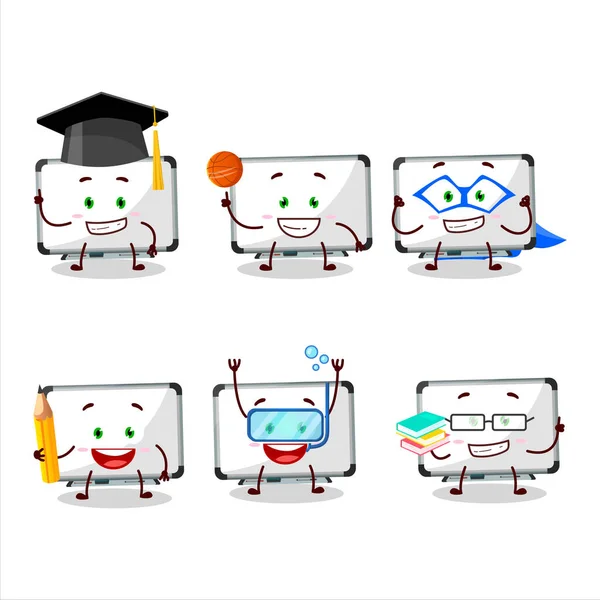 School Student White Board Cartoon Character Various Expressions Vector Illustration — Stockvektor
