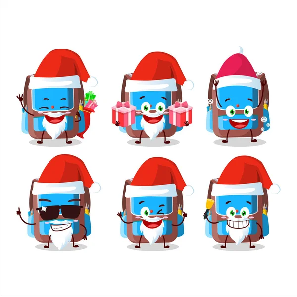 Santa Claus Emoticons Backpack Children Cartoon Character Vector Illustration — стоковий вектор