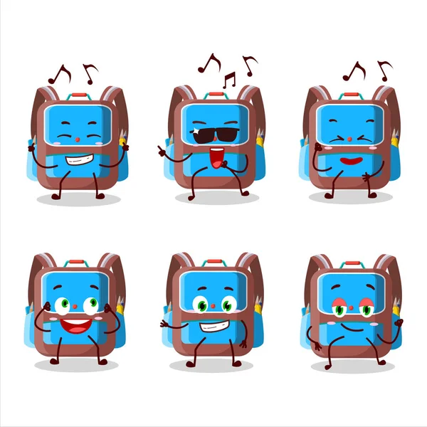 Image Backpack Children Dancer Cartoon Character Enjoying Music Vector Illustration — Vetor de Stock