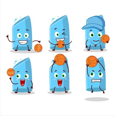 Basketbol atleti olarak yetenekli mavi tebeşir çizgi film karakteri. Vektör illüstrasyonu