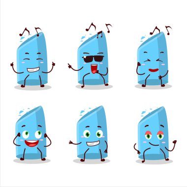 Müzikten hoşlanan mavi tebeşir dansçısı çizgi film karakteri. Vektör illüstrasyonu