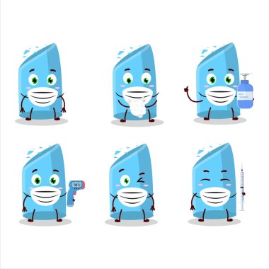 Mavi tebeşir çizgi film tasarım tarzı bir resim salgın sırasında sağlıklı kalmaya devam ediyor. Vektör illüstrasyonu