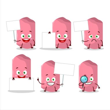 Pembe Tebeşir çizgi film karakteri bilgi panosunu getir. Vektör illüstrasyonu